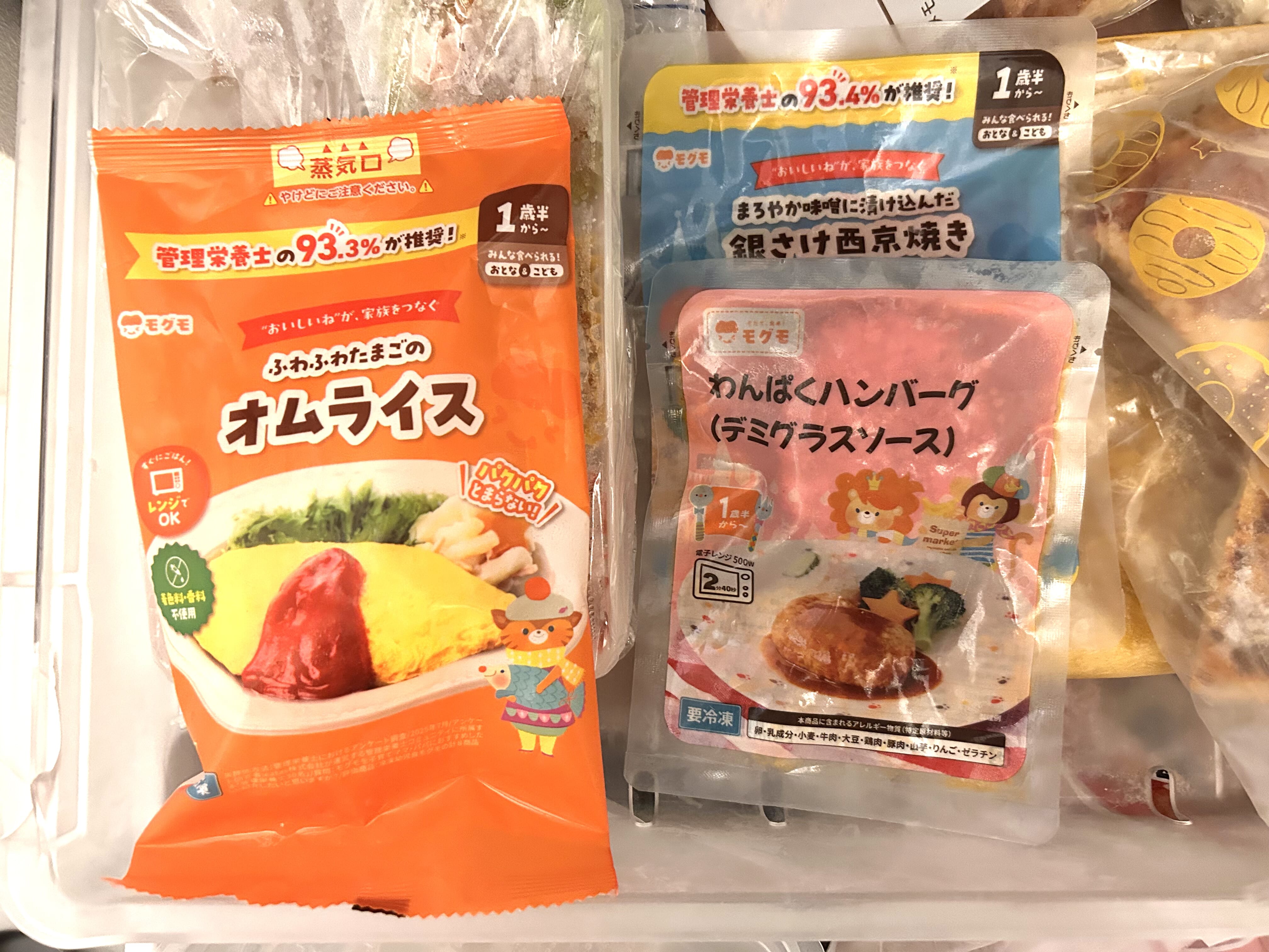 モグモの薄いパウチを家庭の冷凍庫に収納したところ