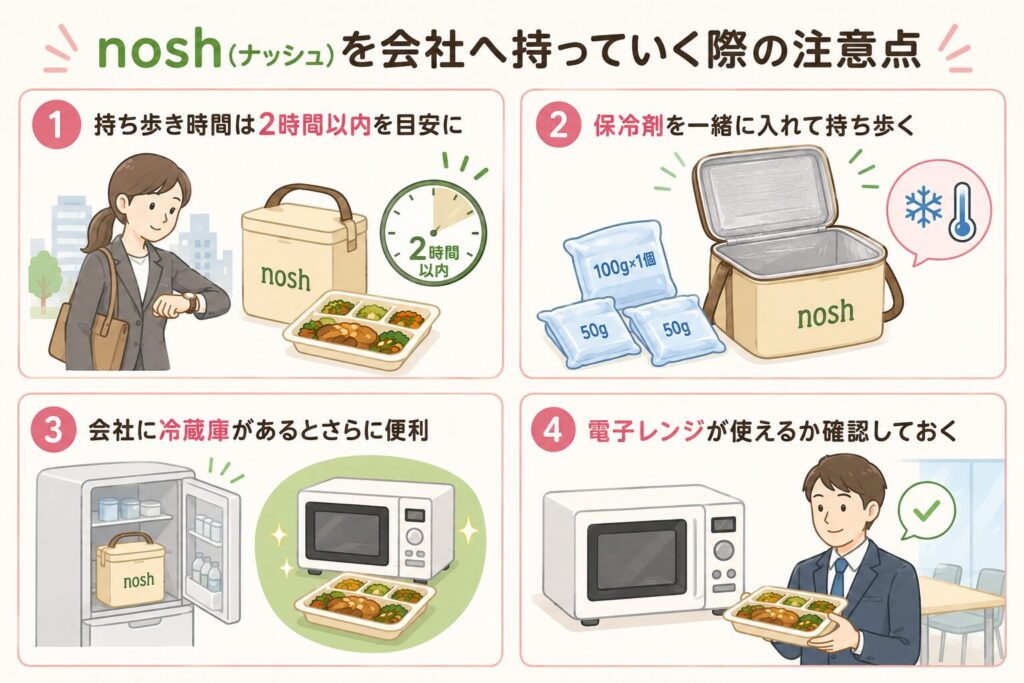 ナッシュ_会社へ持っていく際の注意
