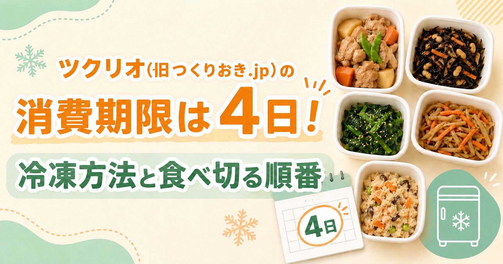 ツクリオ(旧つくりおき.jp)の消費期限は4日間